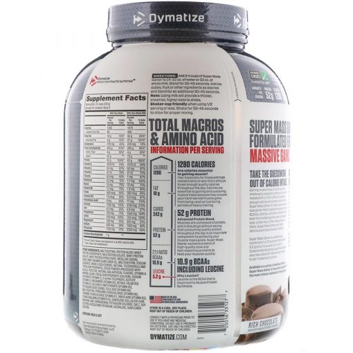 Dymatize super mass gainer 6lbs Nutrition Facts