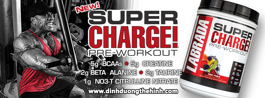 Thông tin chính sản phẩm Labrada Nutrition, Super Charge! Pre-Workout 25 Servings