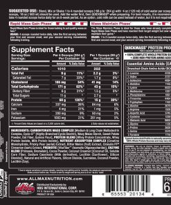 allmax nutriton quickmass gainer 6lbs nutrition facts